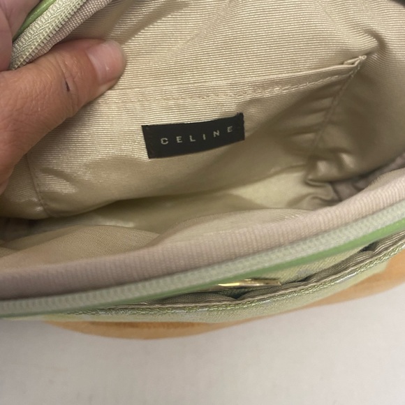 Celine Canvas Neon Green RARE Cosmetic Pouch - Picture 8 of 11